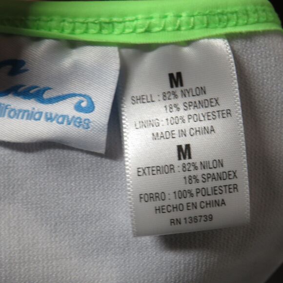 California Waves Retro Zebra Print Neon Trimmed Bikini Swim Bottoms Size M - Picture 5 of 8